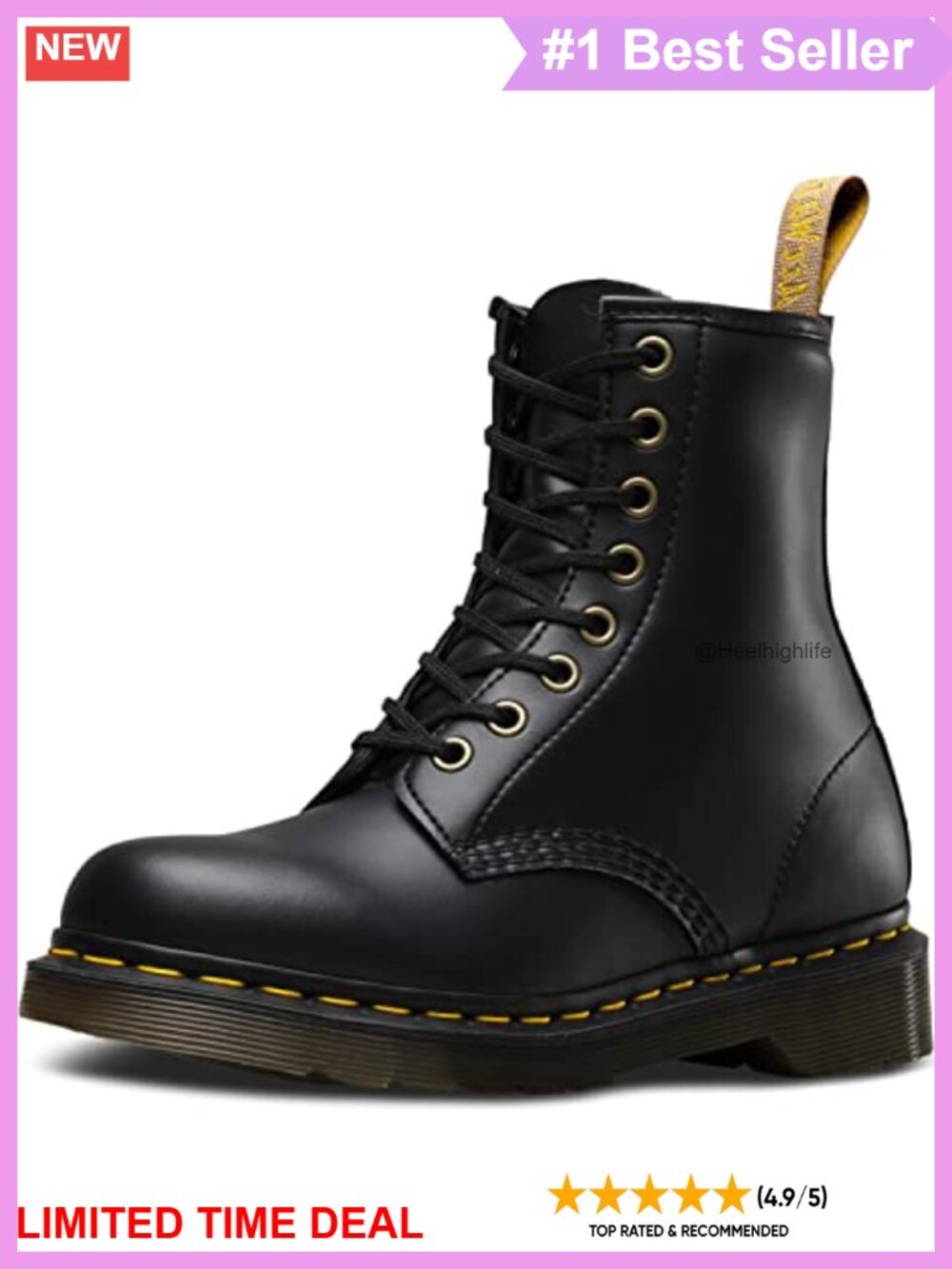 Vegan 1460 Combat Boots Synthetic Lace-Up Ankle Boots